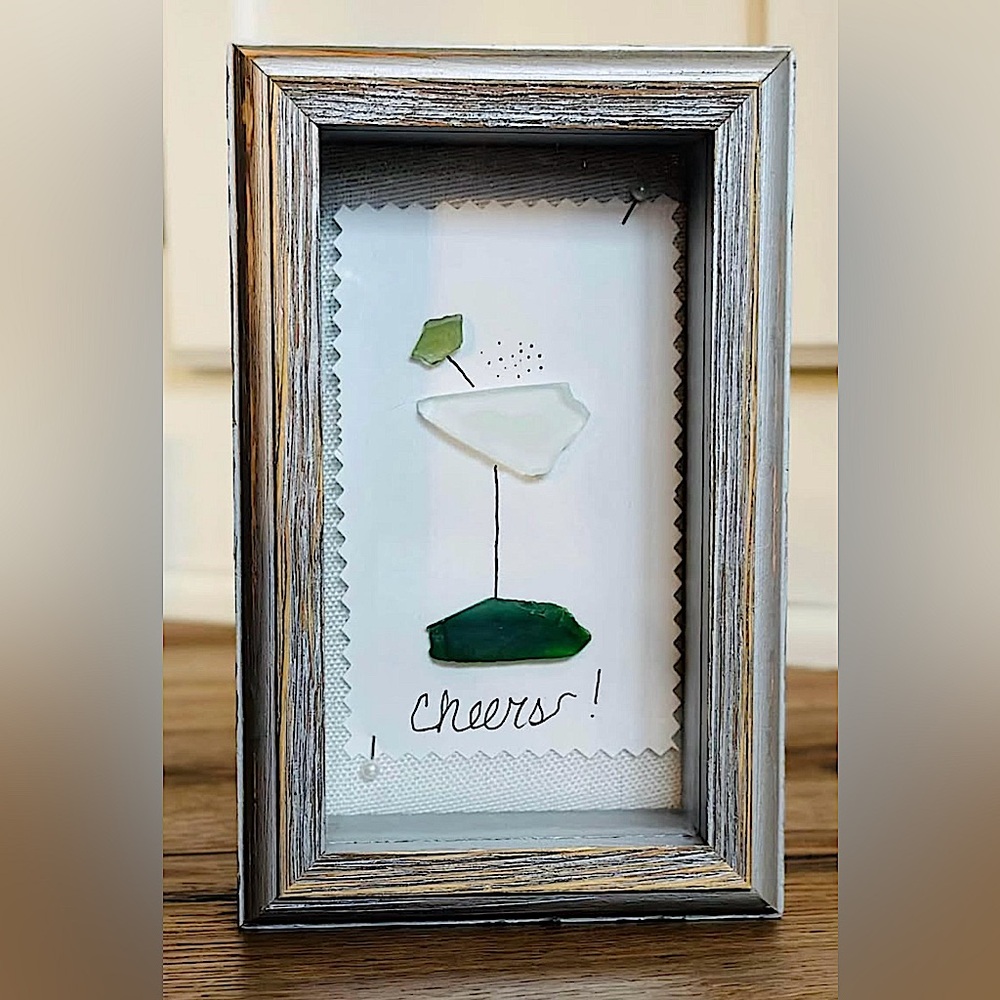 Handmade Sea Glass Art - 4.5 x7